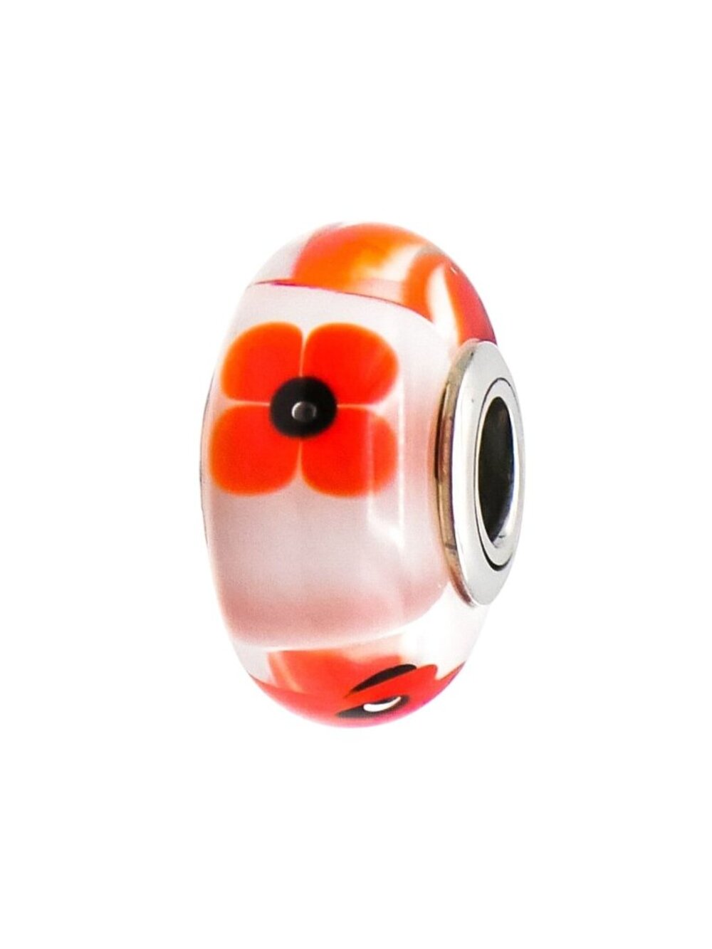 Pandora Rare Wild Flower Tribute Murano Glass Charm Sterling Silver Retired